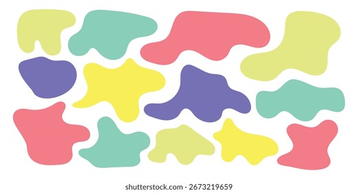 Diferentes formas suavizam o conjunto de vetores de forma de bolha. Conjunto de ícones de blob exclusivo suave moderno. Elementos gráficos de blob coloridos borrados. Ícone de conjunto de blob de cor exclusivo moderno. EPS 10. 