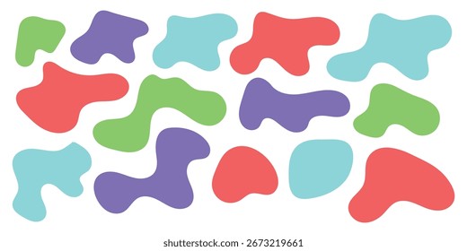 Diferentes formas suavizam o conjunto de vetores de forma de bolha. Conjunto de ícones de blob exclusivo suave moderno. Elementos gráficos de blob coloridos borrados. Ícone de conjunto de blob de cor exclusivo moderno. EPS 10. 