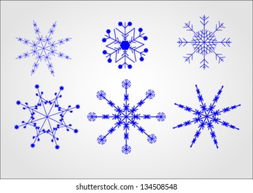 different shapes of snow flakes