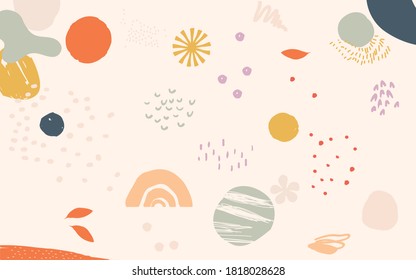 Different shapes and textures artistic vector illustration collage. Colorful abstract graphic design artwork, creative background for banner, brochure, card, invitation, flyer, placard, poster, report