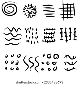 Different shapes and textures drawn by free hand - vector