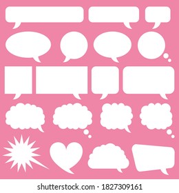 Different shapes. Vector speech bubbles on pink background