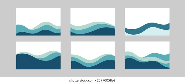 different shapes for website headers or footers in modern blue colors palette. Template for dividing elements in a design layout for landing pages.