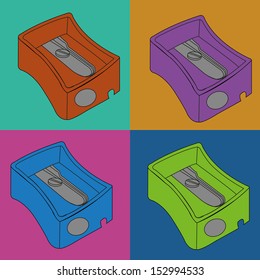 different sharpener on squares with different color
