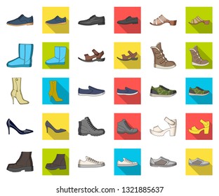 Different shoes cartoon,flat icons in set collection for design. Men's and women's shoes vector symbol stock web illustration.