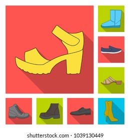 Different shoes flat icons in set collection for design. Men's and women's shoes vector symbol stock web illustration.