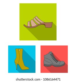 Different shoes flat icons in set collection for design. Men and women shoes vector symbol stock web illustration.