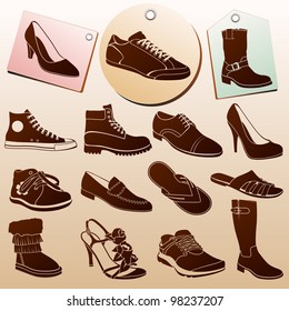 Different Shoes Icons with Labels