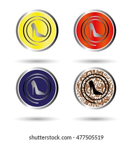 different shoes. women shoes in spiral. Color.
