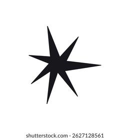 Different shooting stars, heart, circle amd sun with beautiful tails original artwork. Hand drawn star for your design illustration
