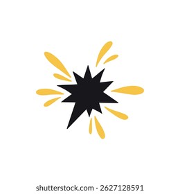 Different shooting stars, heart, circle amd sun with beautiful tails original artwork. Hand drawn star for your design illustration