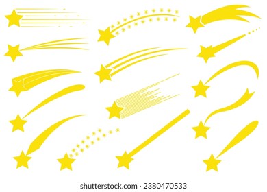 Different shooting stars illustration isolated on white