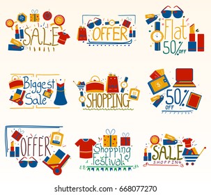 Different Shopping Sale Offer composition for advertisement Promotion in vector