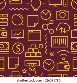 Different shopping seamless pattern. Lineart concept