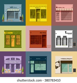 Different shops and stores icons set,vector,illustration