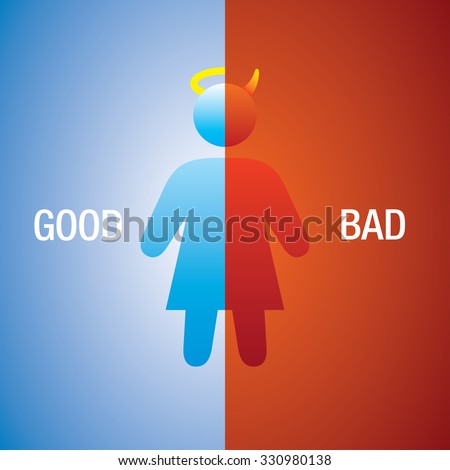 Different sides of human nature. Good & Bad concept.
