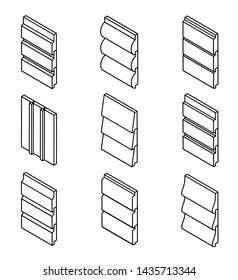 Different Siding Profiles In Isometric View And Outline Style