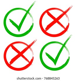 Different signs of different colors. Affirmation or denial