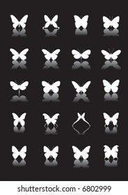 different silhouette butterflies - vector