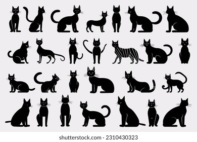 different silhouette of cats, julian opie, simple designs, pontormo