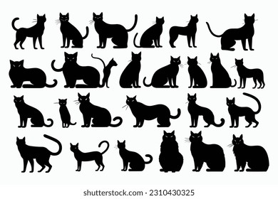 different silhouette of cats, julian opie, simple designs, pontormo