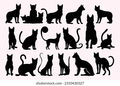 different silhouette of cats, julian opie, simple designs, pontormo