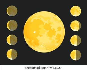 Diferentes siluetas de la luna. Imágenes prediseñadas de vectores