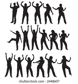 Different silhouettes of various dance poses