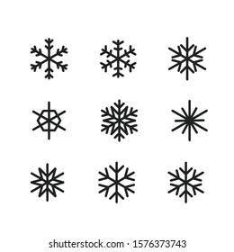 Verschiedene Silhouetten von Winterschneeflocken, Vektorgrafik