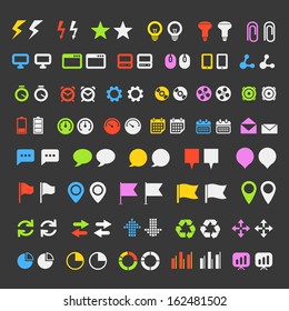 Different simple navigation pins and web pictograms