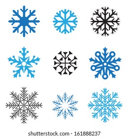 Different simple snowflakes for design on white background