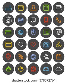 Different simple web navigation pictograms collection. Flat design application icons
