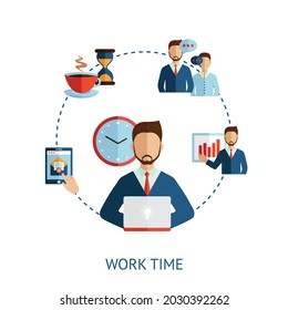 different situations. Daily routine. Isolated on background.