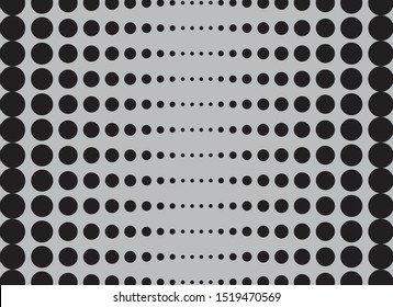Different size of black circles on grey color background. Abstract wallpaper.
