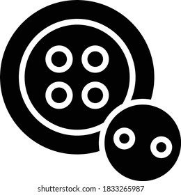 Distinto tamaño de los botones de tela Concepto, sastre y costura Equipo sobre fondo blanco, Vector accesorio de diseño Diseño de iconos de glifo