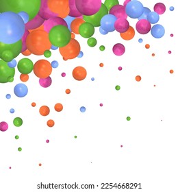 different size colorfull balloons. Blue, purple, orange, green balls.