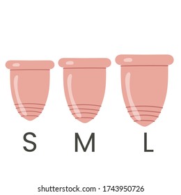 different size Menstrual cup set. Eco-friendly, silicone washable menstrual cup. Zero waste period personal hygiene. Plastic-free concept.