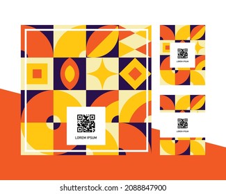 Colección de diseño de etiqueta de código qr geométrico de diferente tamaño