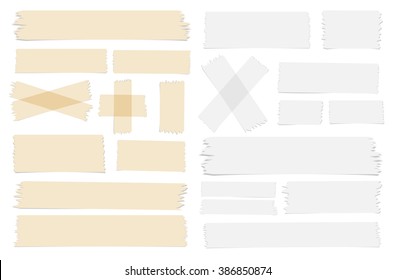 Different Size Sticky, Adhesive Tape Pieces On Transparent Background