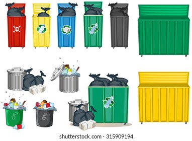 Different size of trashcan illustration