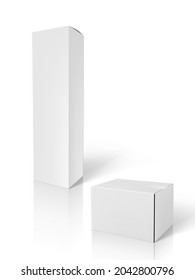 Different Size White Cardboard Box Packaging Isolated On White. EPS10 Vector