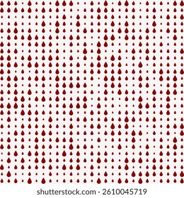 Different sized blood droplets, halftone pattern. An arrangement of drip symbols. Isolated on a pale background.