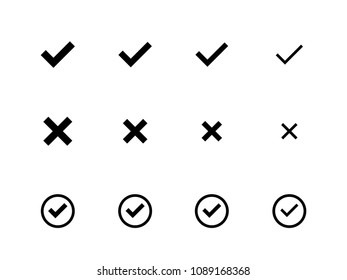 Different sizes of Check Mark icons flat vector