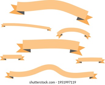 Different Sizes Flat vector ribbons banners flat isolated on white background, Illustration set of Orange color tape