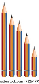 Different sizes of pencils on white background illustration