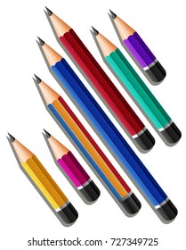 Different sizes of sharp pencils illustration