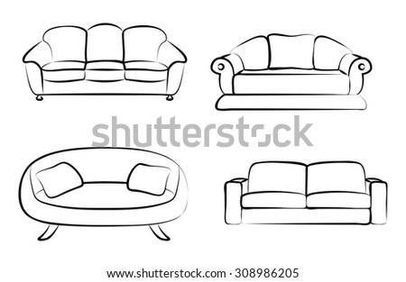 Different Sketches Sofas Stock Vector (Royalty Free) 308986205