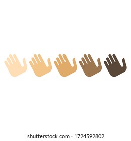 Different skin colors Waving hand gesture emoji vector isolated icon illustration. Waving hand emoticon