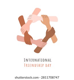 Different Skin Tones Hands Holding Wrists for Friendship Day