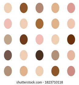 Different skin tones oval shapes on white background. Polka dot pattern. Diversity and unity abstract illustration